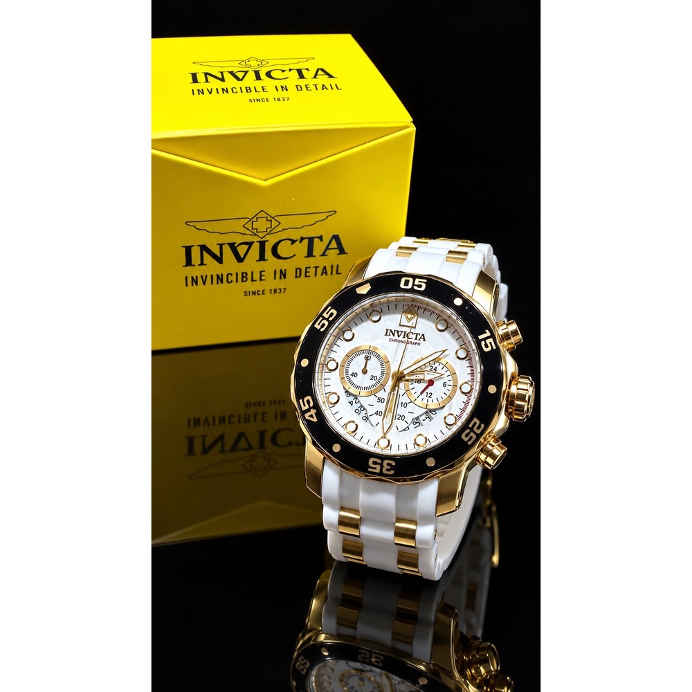 Invicta 20292 Pro Diver SCUBA Men's Chronograph Watch 48mm Gold White